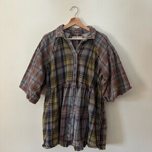 Free People plaid babydoll mini dress